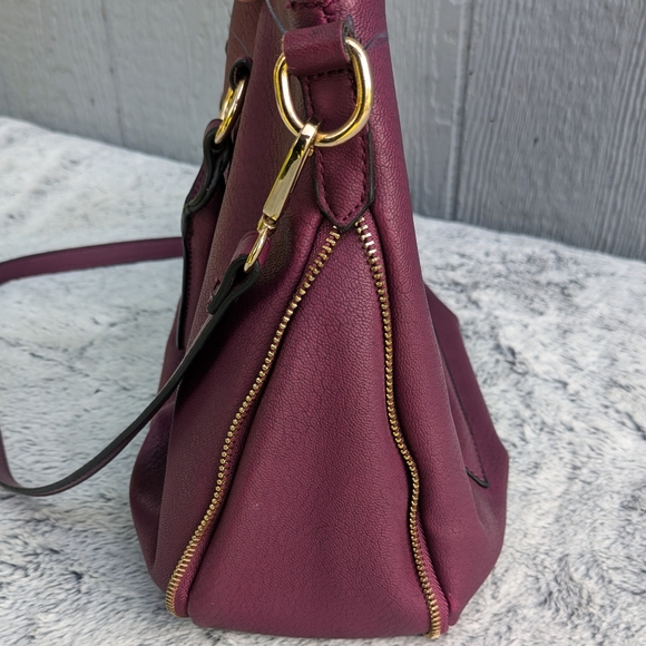 Dot Dash Vegan Leather Satchel Top Handle & Crossbody Strap Purple - Picture 9 of 16